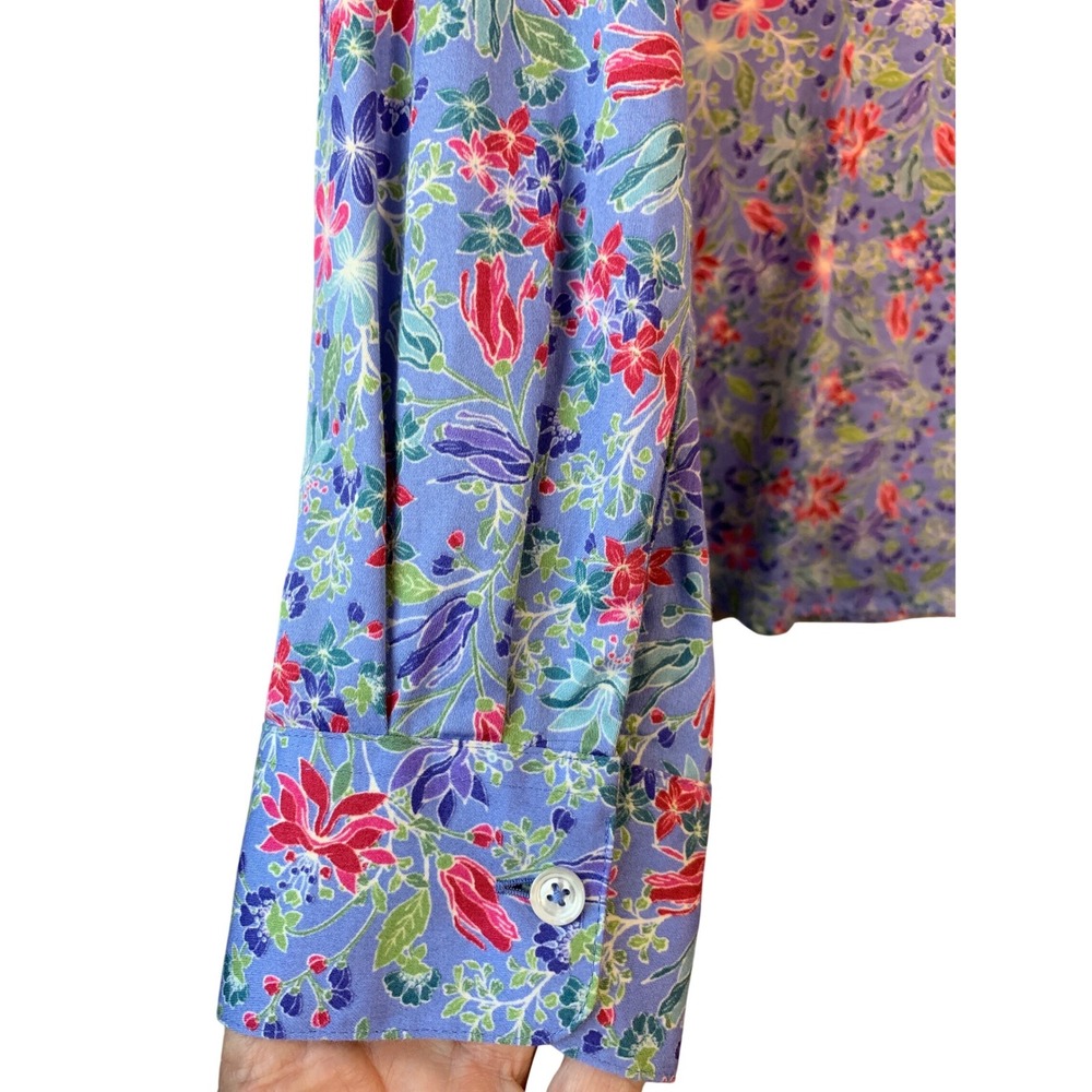 FOXCROFT for APPLESEED'S Button Up Shirt Floral Long Sleeve Wrinkle Free Size 16 - Picture 6 of 11